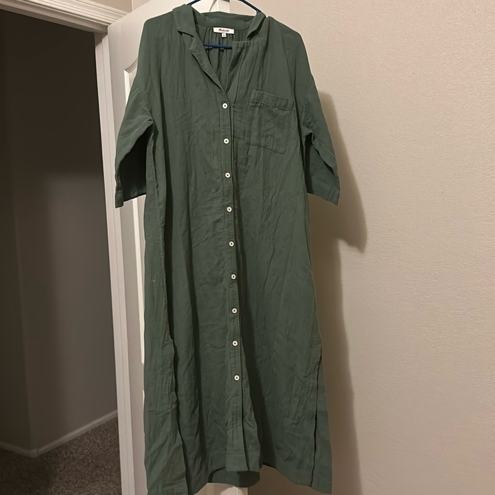 Green button down dress
